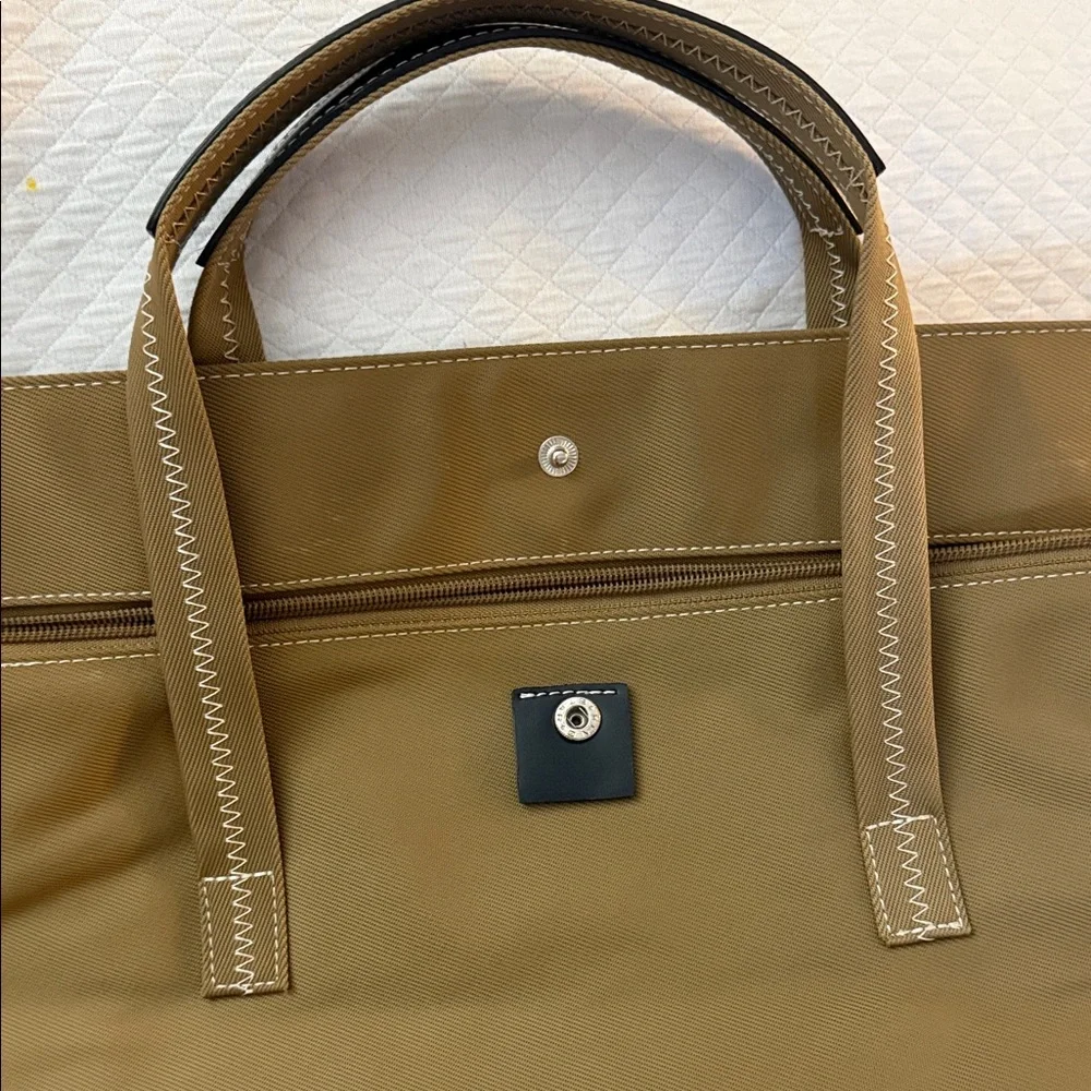LIKE NEW ✨ MAXX NEW YORK Vintage Nylon Tote - Camel & Black Leather - Picture 9 of 13